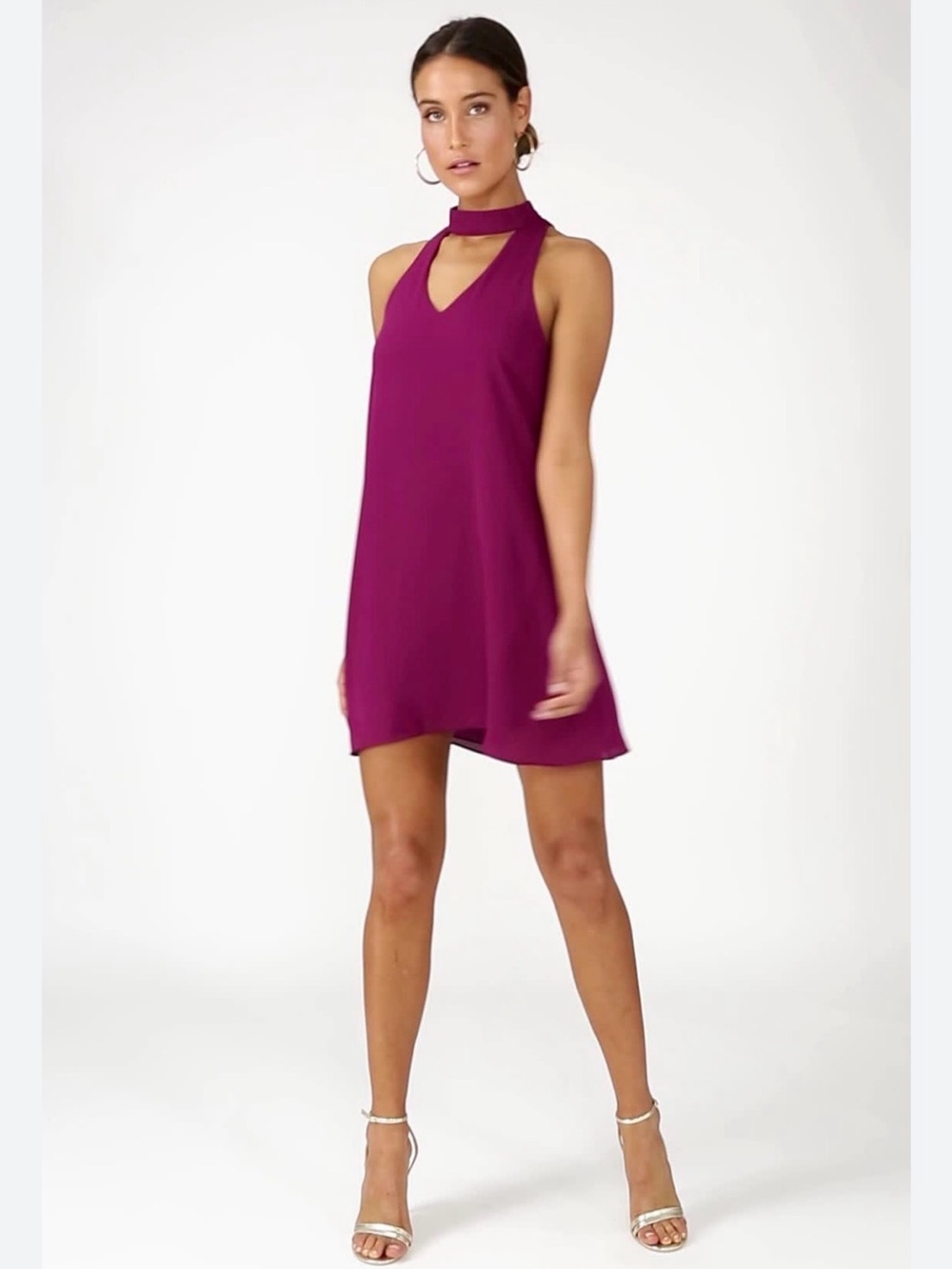 Lulu's Plum Halter Shift Dress Sz M